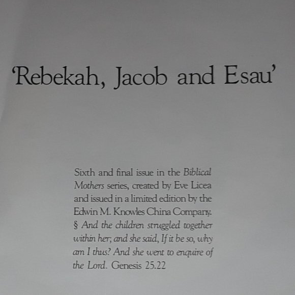 Vintage 1986 Edwin Knowles Rebekah Bible Mothers Collector's Plate - Picture 6 of 9